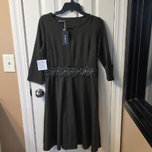 Owin Women's Long Sleeve Dress - Olive Green